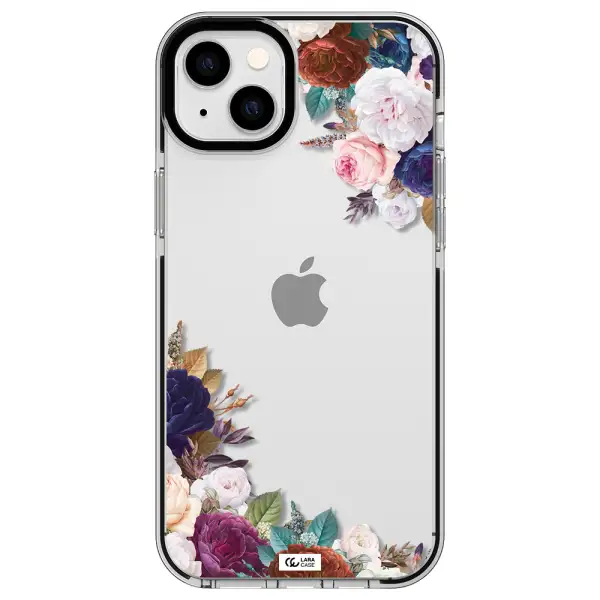 a corner of flowers with leaves Apple iPhone 14 plus impact black border Case
