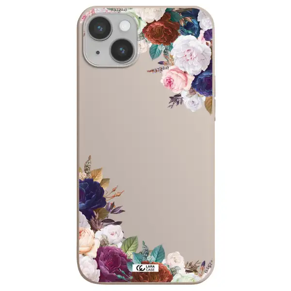 a corner of flowers with leaves Apple iPhone 14 plus Silicone Stone Case