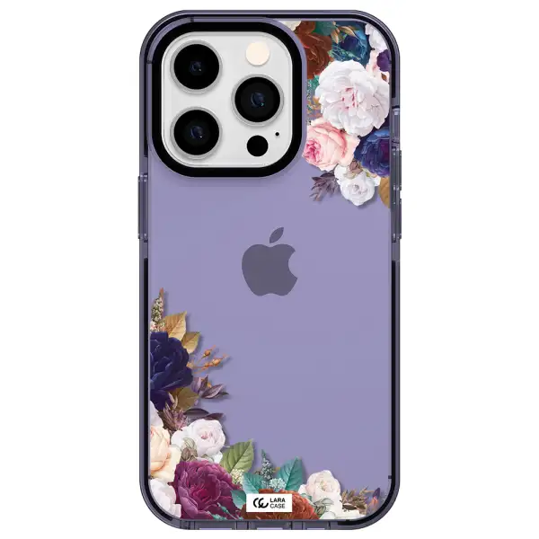 a corner of flowers with leaves Apple iPhone 14 pro impact Lilac Case