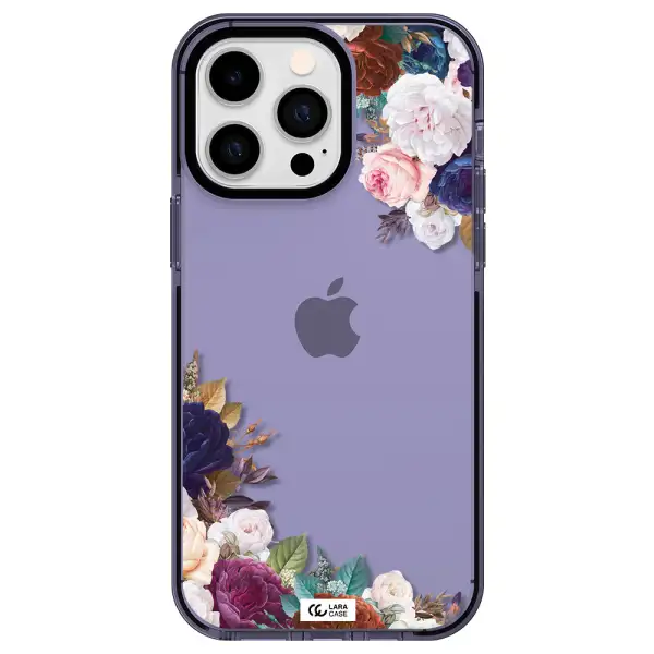 a corner of flowers with leaves Apple iPhone 14 pro max impact Lilac Case