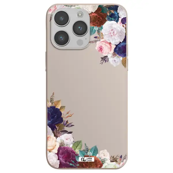 a corner of flowers with leaves Apple iPhone 14 pro Silicone Stone Case