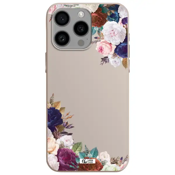 a corner of flowers with leaves Apple Iphone 15 Pro max Silicone Stone Case