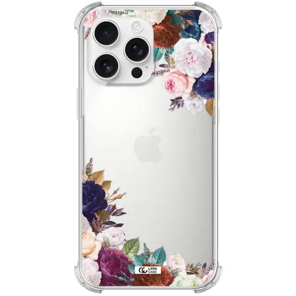 A Corner Of Flowers With Leaves Apple Iphone 16 Pro Max Clear Pc Case