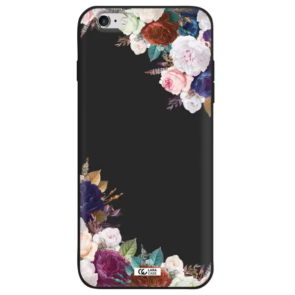 a corner of flowers with leaves Apple iPhone 6 plus Silicone black Case