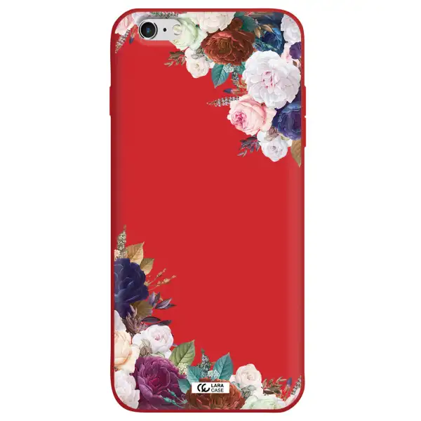 a corner of flowers with leaves Apple iPhone 6 plus Silicone Imperial Red Case