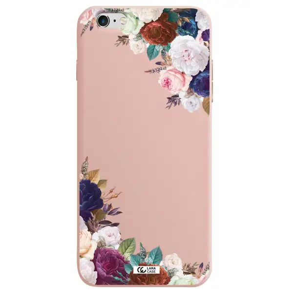 a corner of flowers with leaves Apple iPhone 6 plus Silicone pastel pink Case