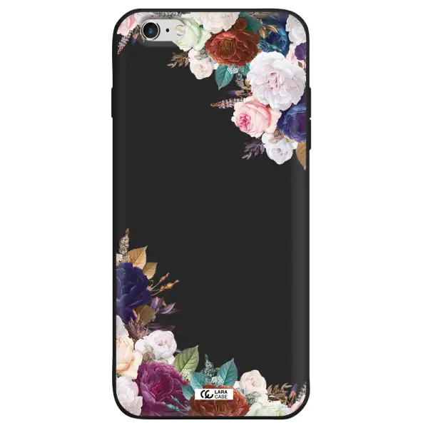 a corner of flowers with leaves Apple iPhone 6 s plus Silicone black Case