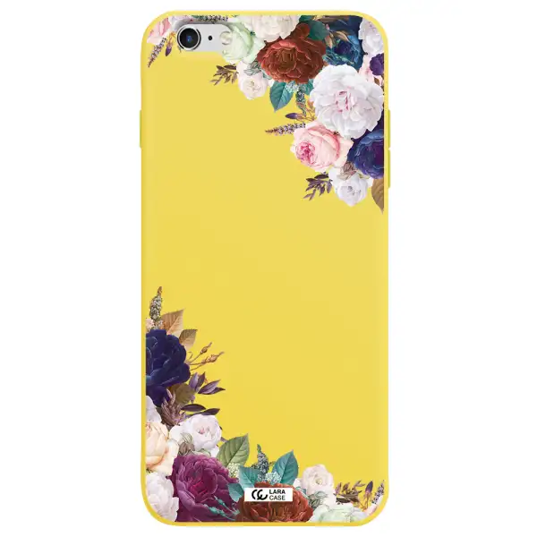 a corner of flowers with leaves Apple iPhone 6 s plus Silicone canary yellow Case