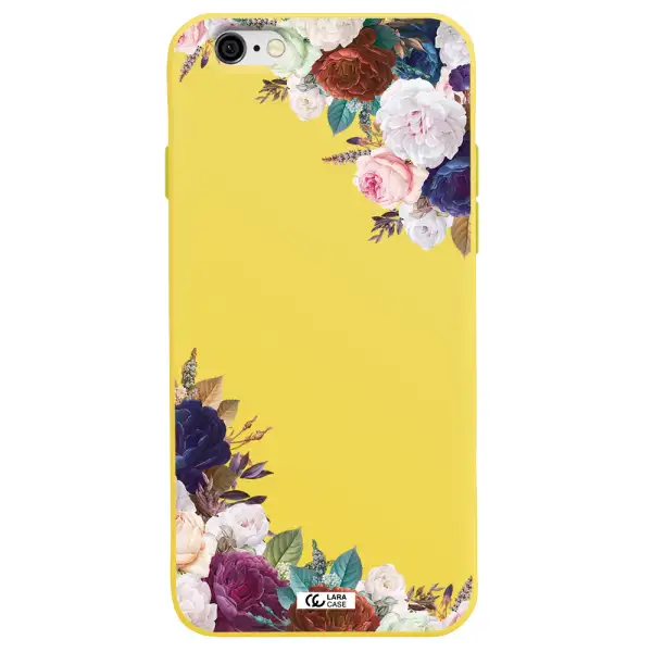 a corner of flowers with leaves Apple iPhone 6 Silicone canary yellow Case