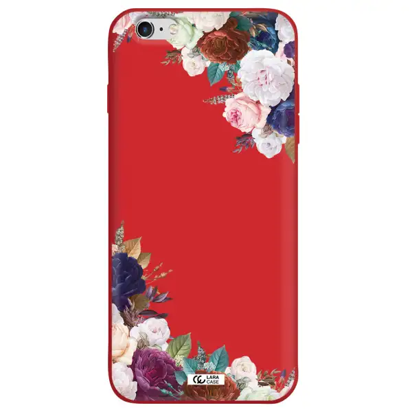 a corner of flowers with leaves Apple iPhone 6S Silicone Imperial Red Case