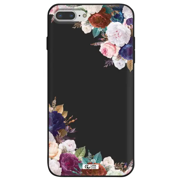 a corner of flowers with leaves Apple iPhone 7 plus Silicone black Case