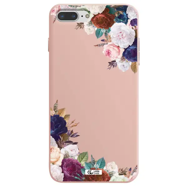 a corner of flowers with leaves Apple iPhone 7 plus Silicone pastel pink Case