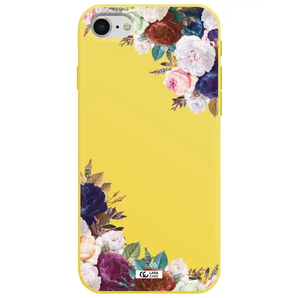 a corner of flowers with leaves Apple iPhone se 2020 Silicone canary yellow Case