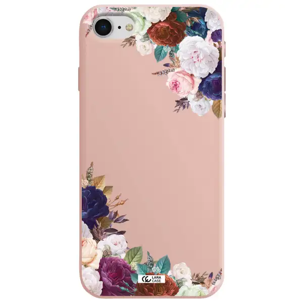 a corner of flowers with leaves Apple iPhone se 2020 Silicone pastel pink Case