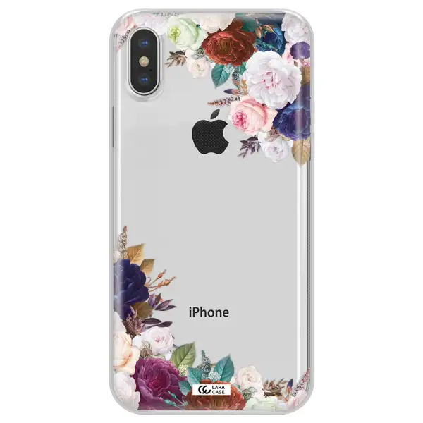 a corner of flowers with leaves Apple iPhone X Clear TPU Case
