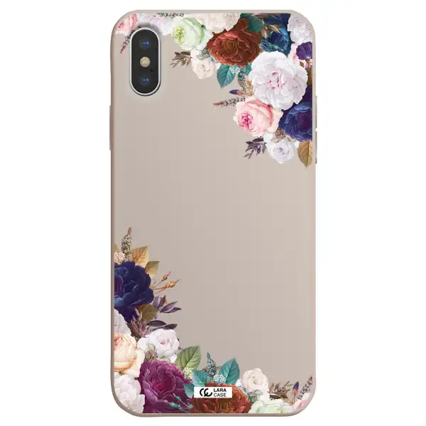 a corner of flowers with leaves Apple iPhone X Silicone Stone Case