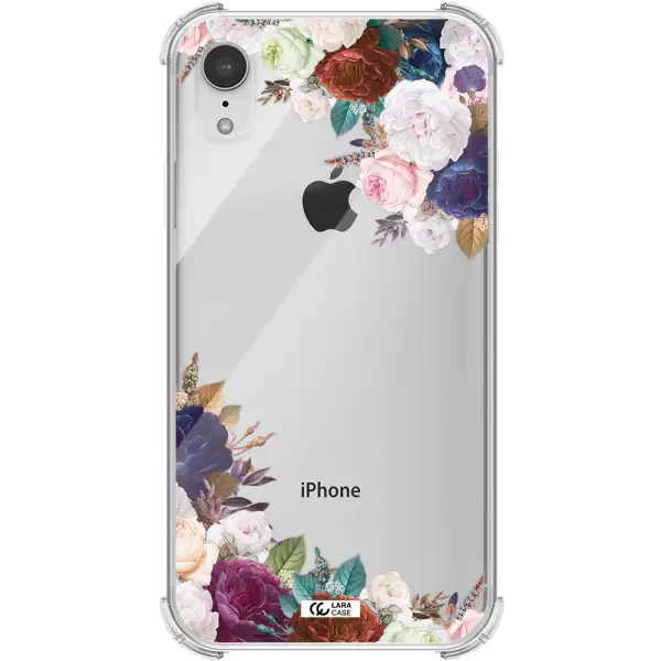a corner of flowers with leaves Apple iPhone XR Clear PC Case