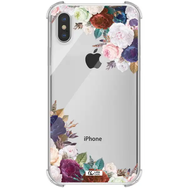 a corner of flowers with leaves Apple iPhone XS Clear PC Case