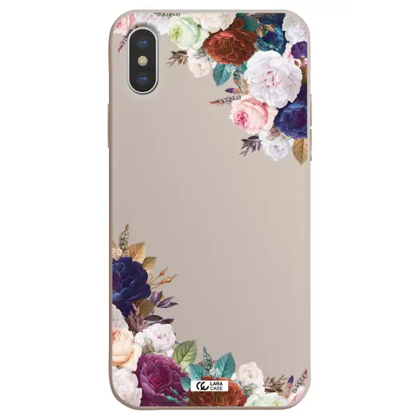 a corner of flowers with leaves Apple iPhone XS Silicone Stone Case
