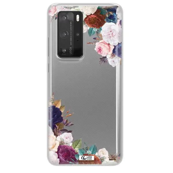 a corner of flowers with leaves Huawei P40 Pro Clear TPU Case