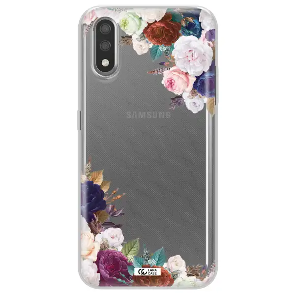 a corner of flowers with leaves Samsung A01 Clear TPU Case