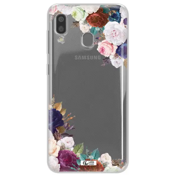 a corner of flowers with leaves Samsung A20 Clear TPU Case
