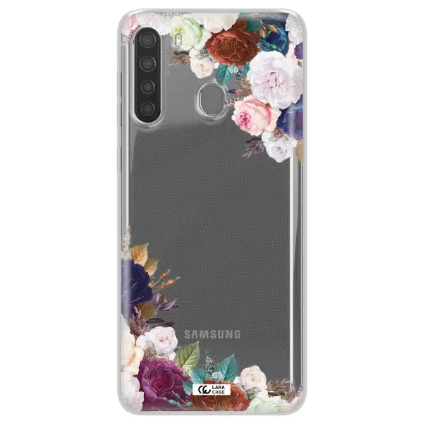 a corner of flowers with leaves Samsung A21 Clear TPU Case