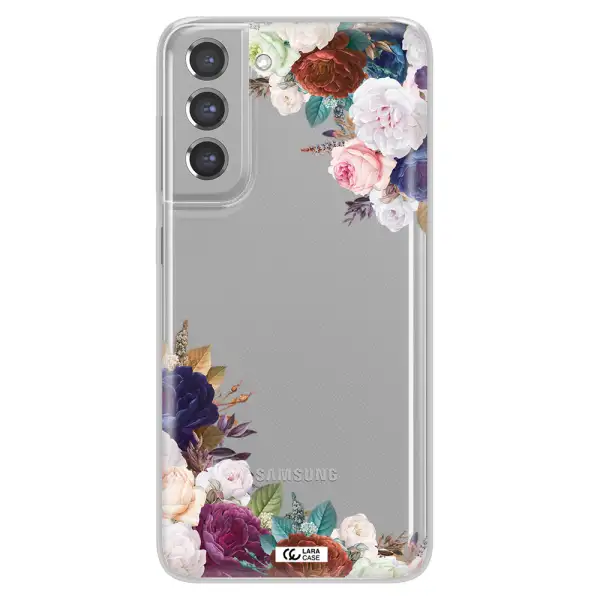 a corner of flowers with leaves Samsung A21 Fe Clear TPU Case