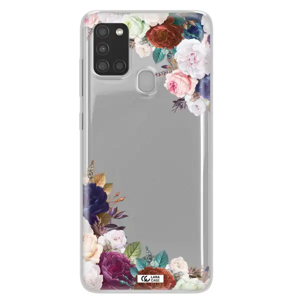 a corner of flowers with leaves Samsung A21S Clear TPU Case
