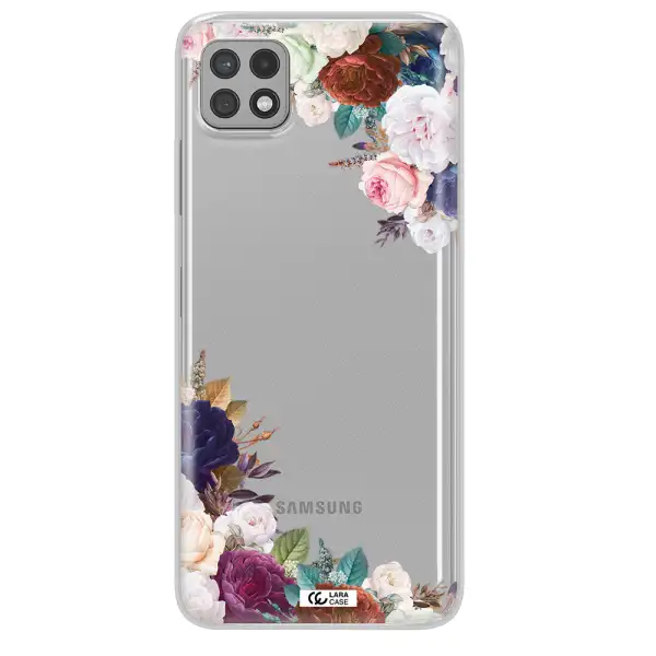 a corner of flowers with leaves Samsung A22 5g Clear TPU Case