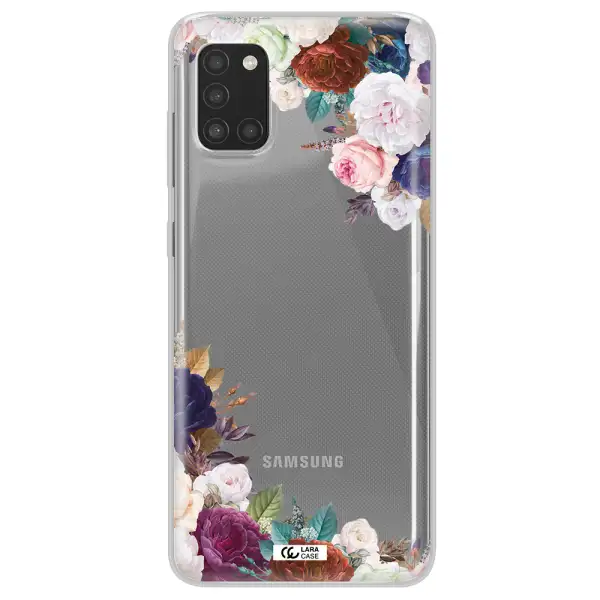 a corner of flowers with leaves Samsung A31 Clear TPU Case