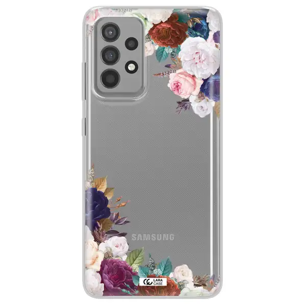a corner of flowers with leaves Samsung A52 Clear TPU Case