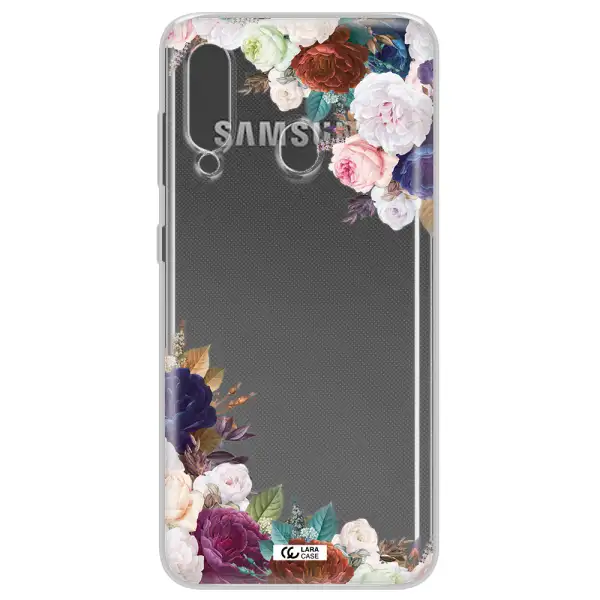 a corner of flowers with leaves Samsung A60 Clear TPU Case