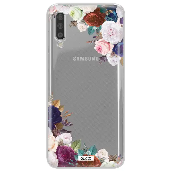a corner of flowers with leaves Samsung A70 Clear TPU Case
