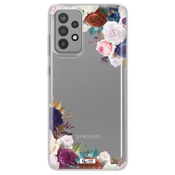 a corner of flowers with leaves Samsung A72 Clear TPU Case