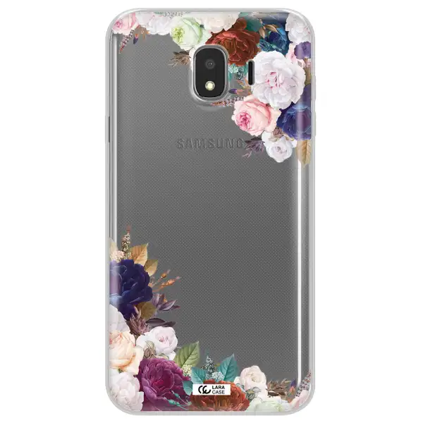 a corner of flowers with leaves Samsung J4 Clear TPU Case