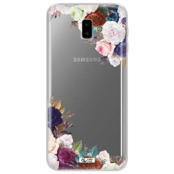 a corner of flowers with leaves Samsung J6 Plus Clear TPU Case