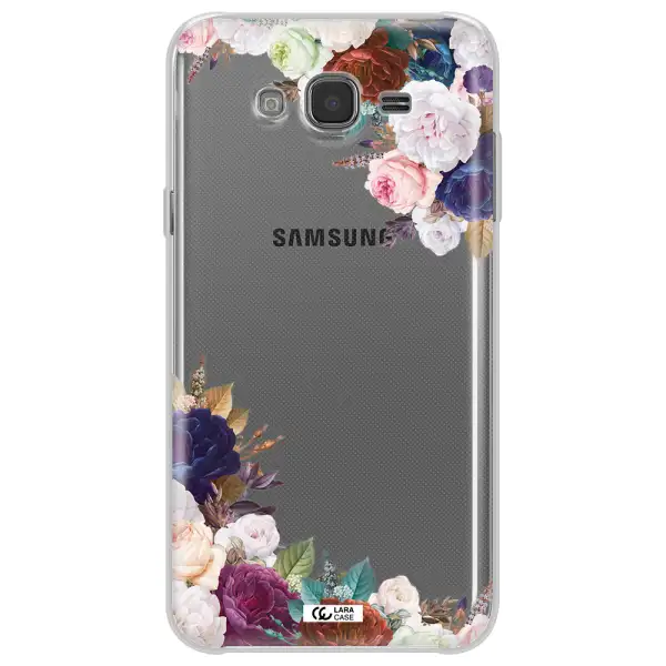 a corner of flowers with leaves Samsung J7 2015 Clear TPU Case