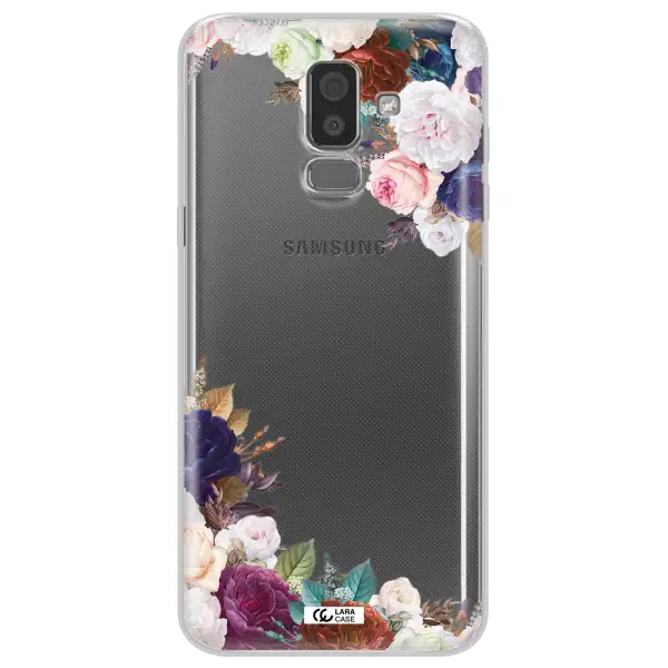 a corner of flowers with leaves Samsung J8 Clear TPU Case