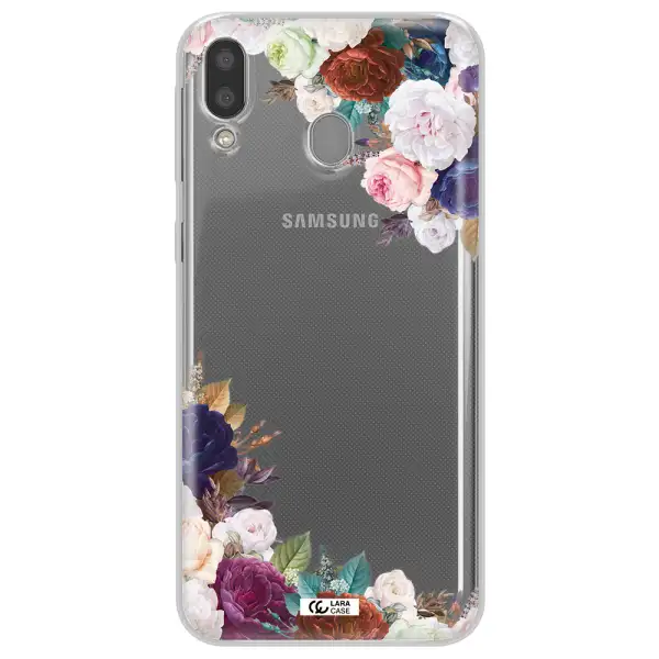 a corner of flowers with leaves Samsung M20 Clear TPU Case