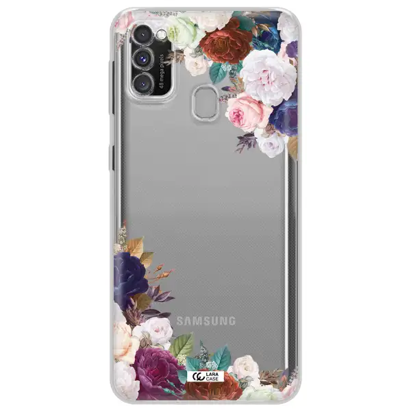 a corner of flowers with leaves Samsung M30S Clear TPU Case
