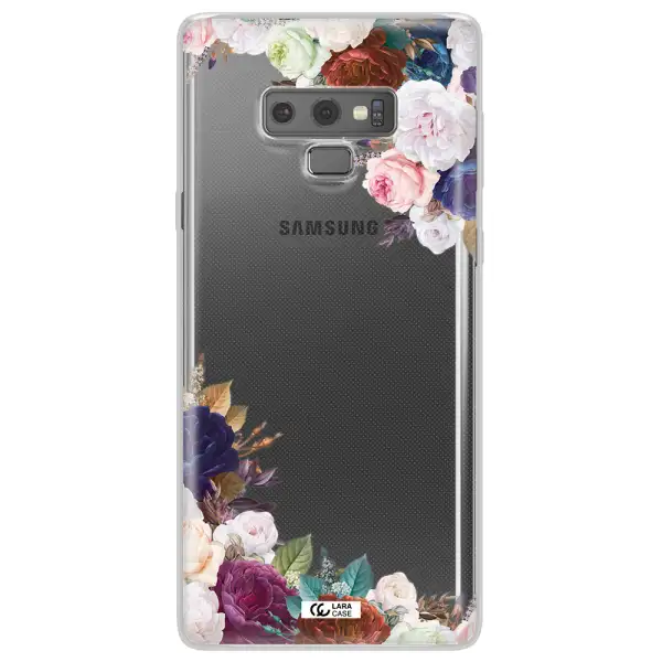 a corner of flowers with leaves Samsung Note 9 Clear TPU Case