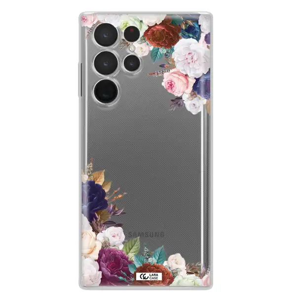 a corner of flowers with leaves Samsung S 22 Ultra Clear TPU Case