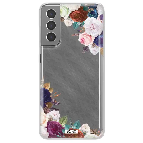 a corner of flowers with leaves Samsung S21 Plus Clear TPU Case