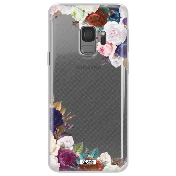 a corner of flowers with leaves Samsung S9 Clear TPU Case