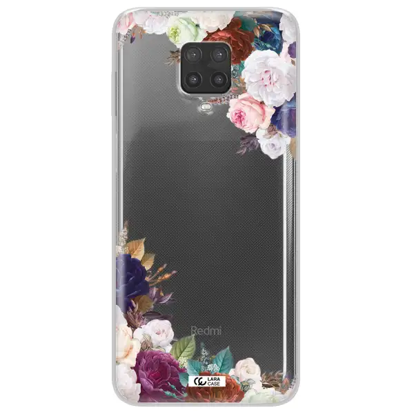 a corner of flowers with leaves Xiaomi Note 9 Pro Clear TPU Case