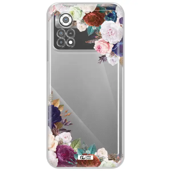 a corner of flowers with leaves Xiaomi Poco X4 Pro Clear TPU Case