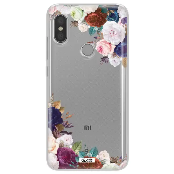 a corner of flowers with leaves Xiaomi Redmi Note 6 Pro Clear TPU Case