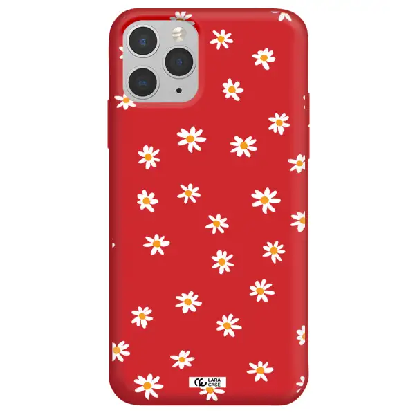 a white background with orange dots Apple iPhone 11 pro max Silicone Imperial Red Case