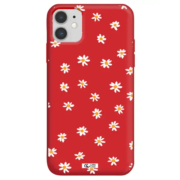 a white background with orange dots Apple iPhone 11 Silicone Imperial Red Case